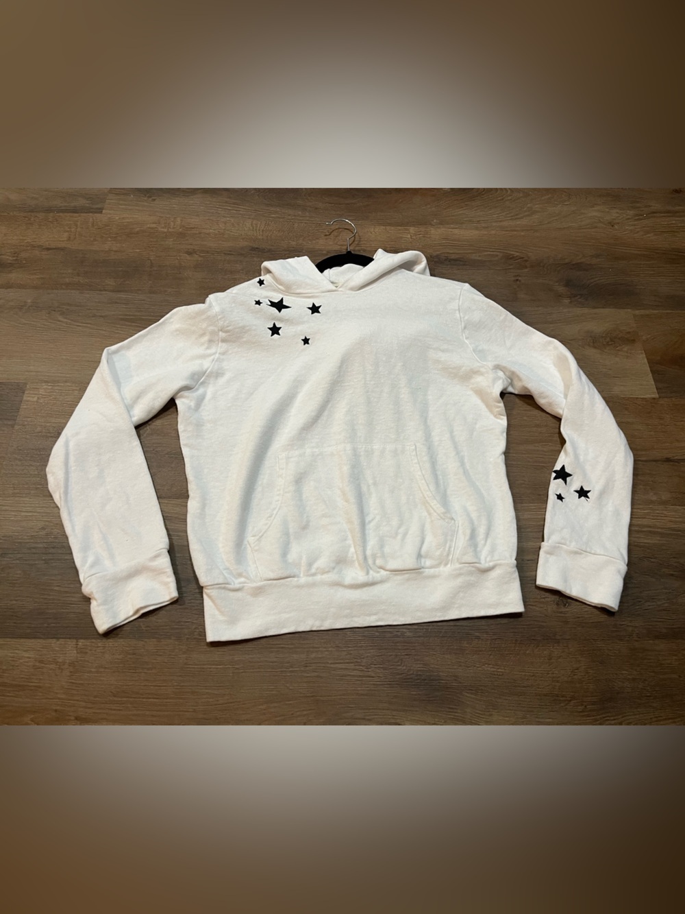Monrow Star Embroidered Pullover Hoodie | White | XS | Soft Knit